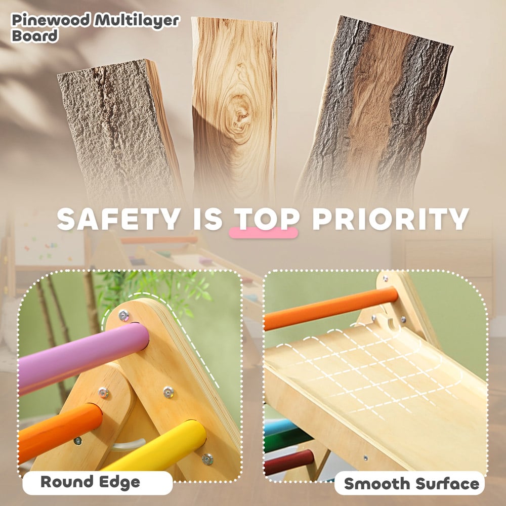 Tommy Toys Wooden Indoor Toddler Climbing Frame Pikler Triangle Set Image 6