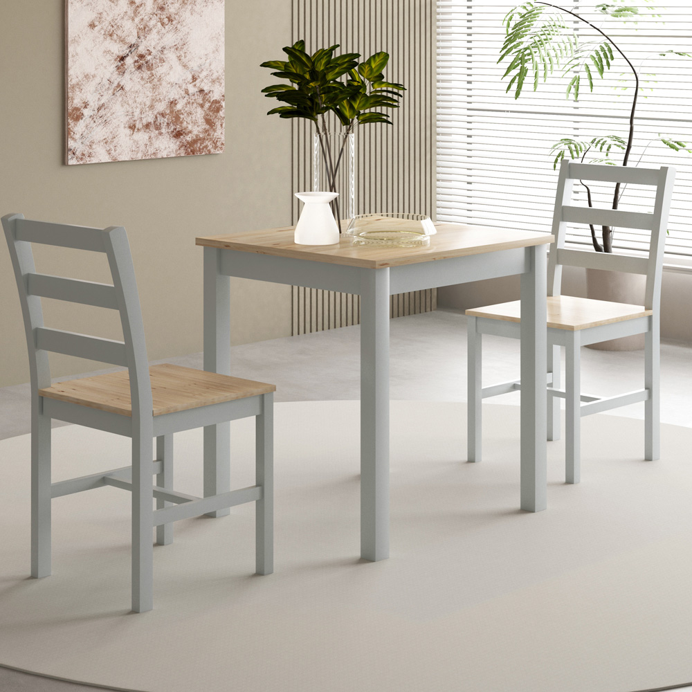 Comfy Living 2 Seater Wooden Dining Set Grey and Natural Image 4