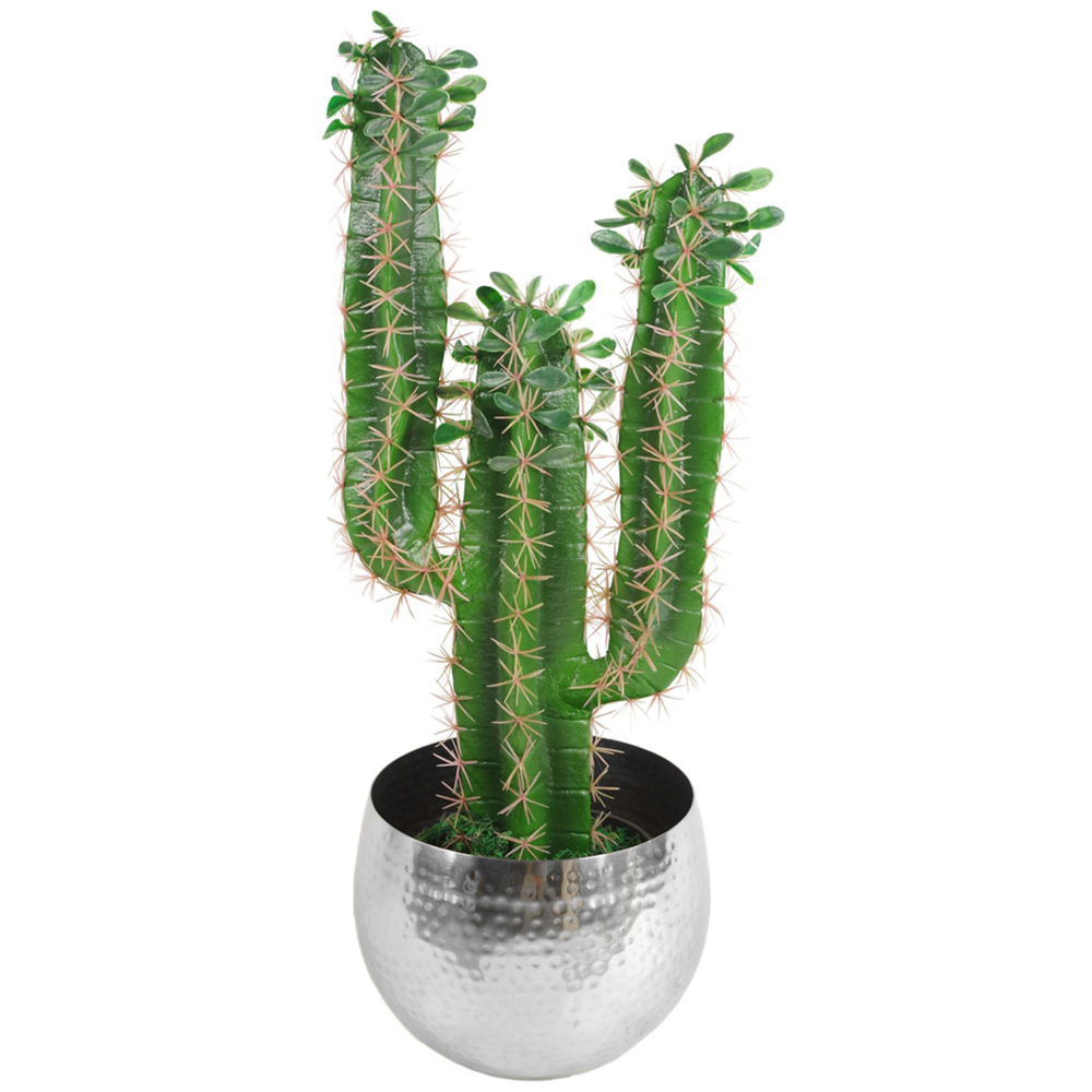 Leaf Hammered Silver Metal Planter 22 x 18cm Image 2