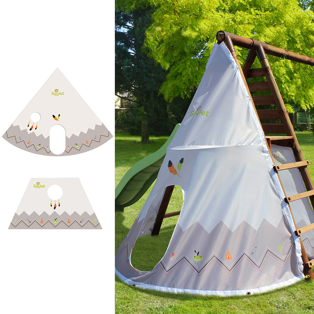 Soulet Camelia Kids Wooden Double Swing Set with Slide Image 6