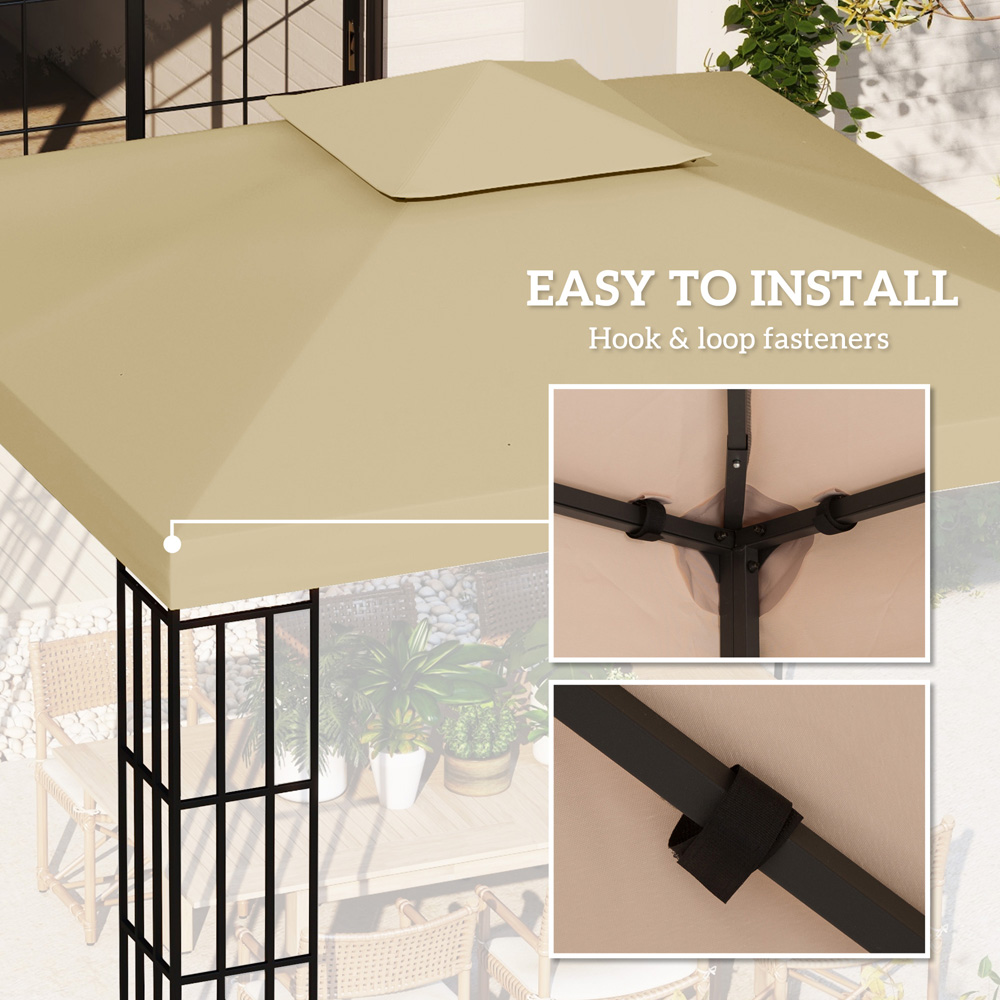 Outsunny 3 x 3m 2-Tier Deep Beige Gazebo Canopy Replacement Cover Image 5