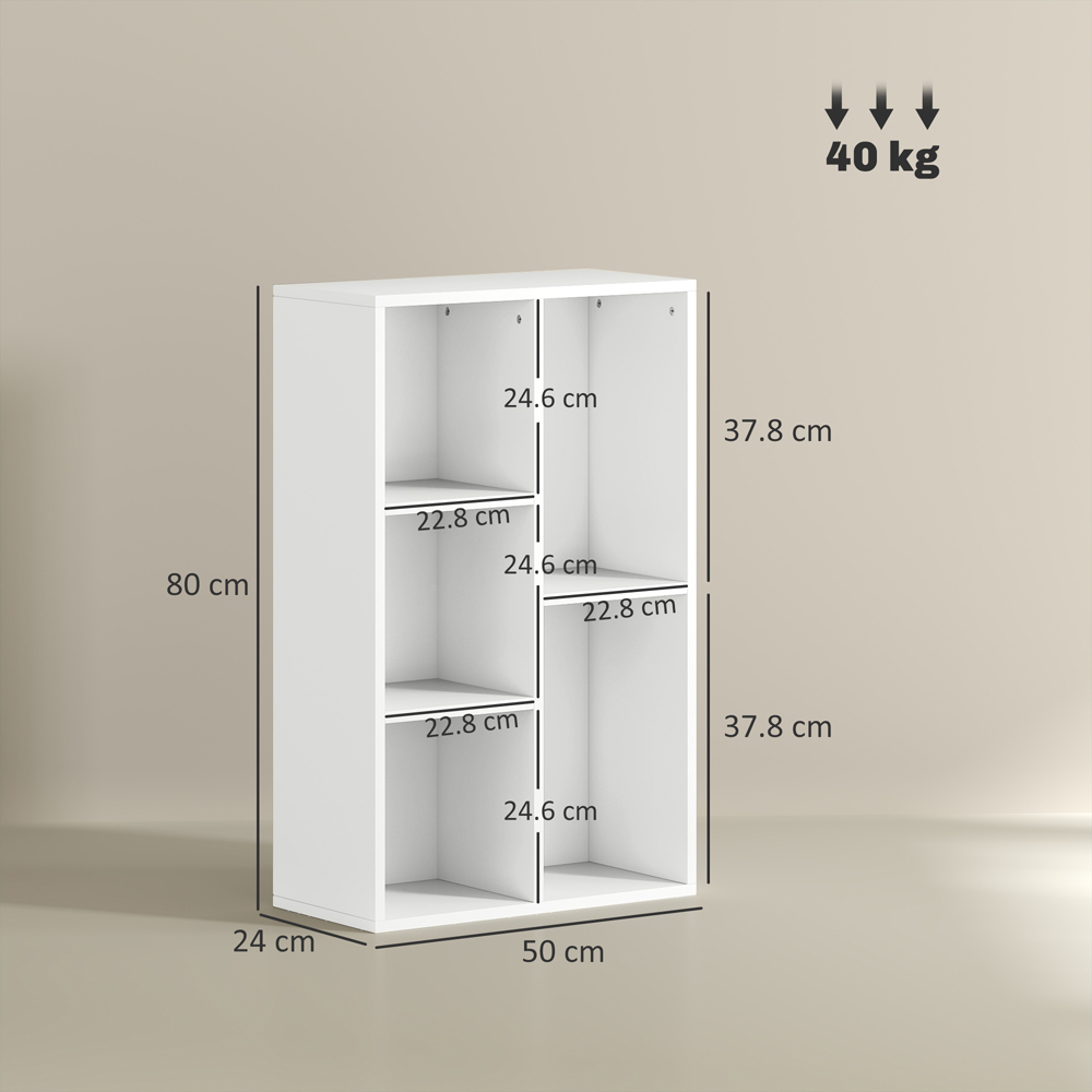 HOMCOM 5 Shelf White Bookshelf Image 9