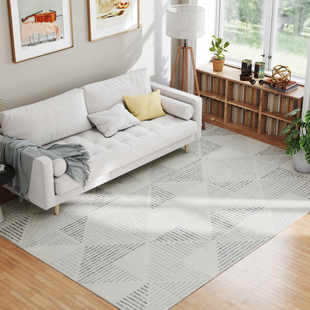 HOMCOM Grey Geometric Non Slip Rug 200 x 290cm Image 2