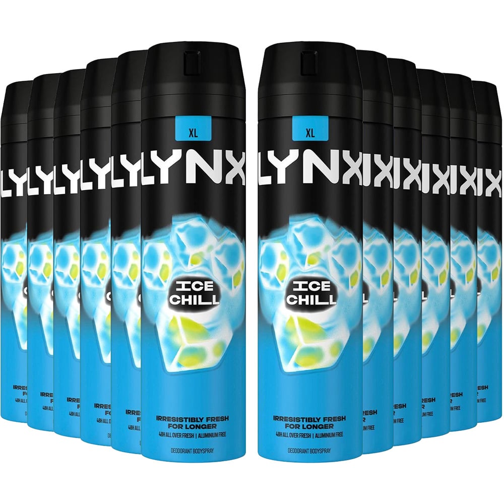 Lynx Ice Chill Iced Mint and Lemon 48H Protection Deodorant Body Spray 200ml 12 Pack Image 1