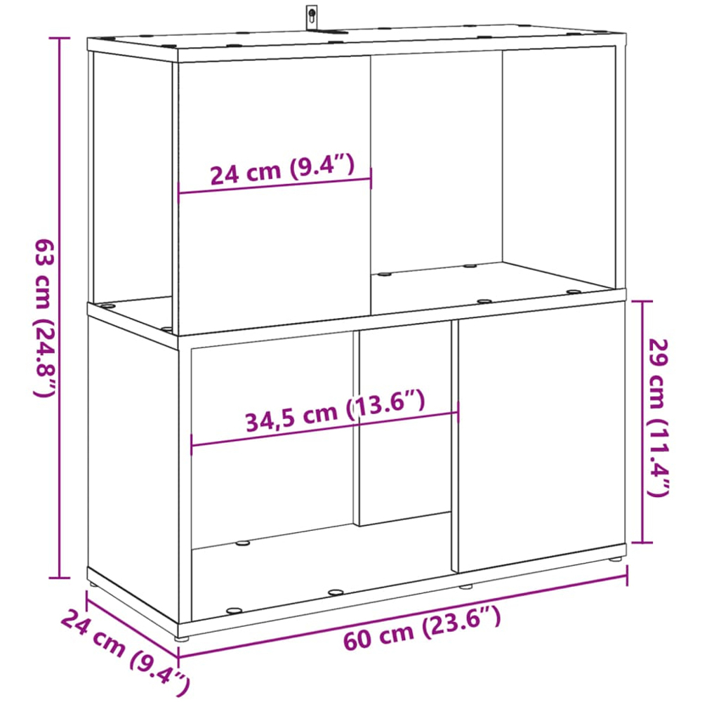 vidaXL 2 Shelf Old Wood Bookcase Image 9