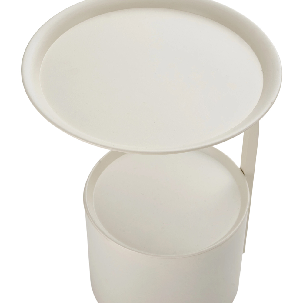 Living and Home Cream White Round Storage Side Table Image 4
