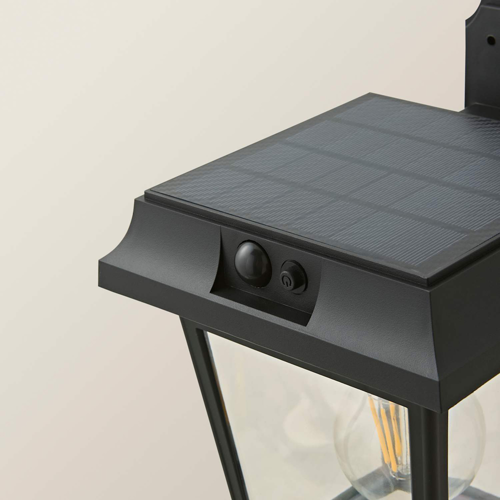 ValueLights Matte Black Solar LED Outdoor Wall Light with PIR Motion Sensor Image 3