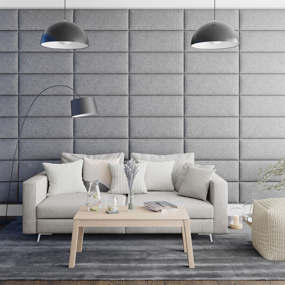 Aspire EasyMount Grey Saxon Twill Upholstered Wall Mounted Headboard Panels 2 Pack Image 3