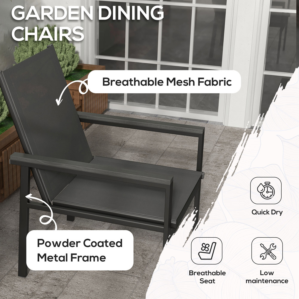 Outsunny 4 Seater Steel Sqaure Garden Dining Set Grey Image 4