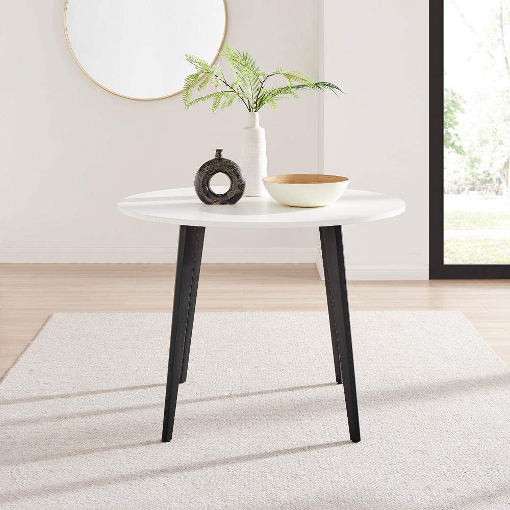 Furniturebox Kimmi Round Dining Table White and Black Image 5