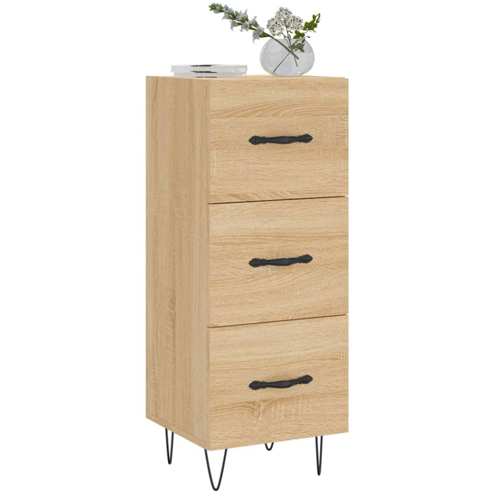 vidaXL 3 Drawer Sonoma Oak Sideboard with Metal Legs and Handles Image 3
