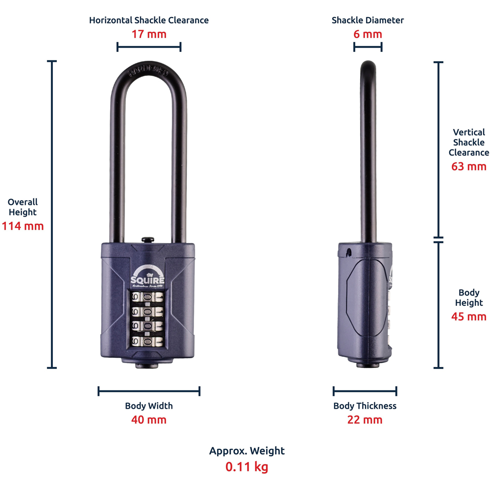 Squire 40mm 4 Wheel Combination Padlock CP40/2.5 inch Image 7