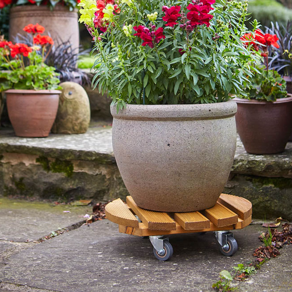 Tom Chambers Handcrafted Heavy Duty Round Traditional Wood Garden Trolley 40cm Image 2