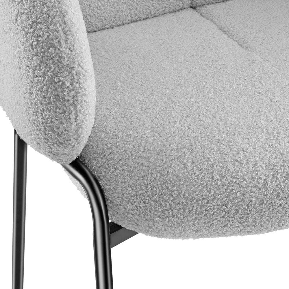 tectake Set of 2 Light Grey Boucle Padded Dining Chair Image 7