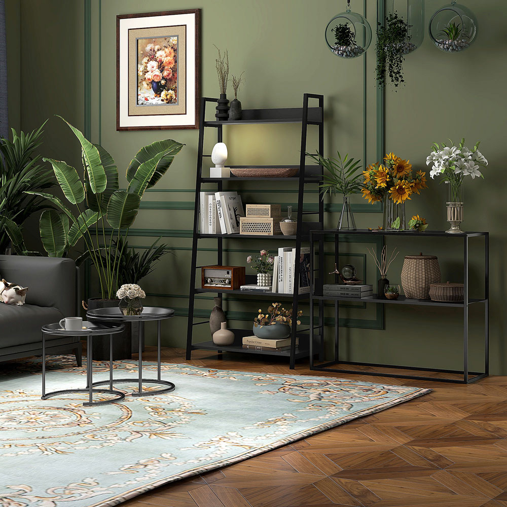 HOMCOM Black Nesting Side Tables Set of 2 Image 5