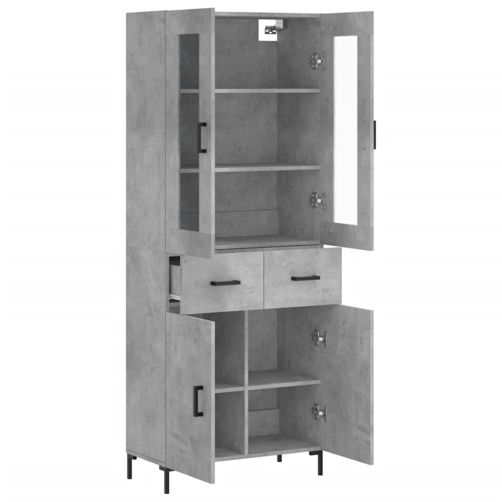 vidaXL 4 Door 2 Drawer Concrete Grey Highboard Image 4
