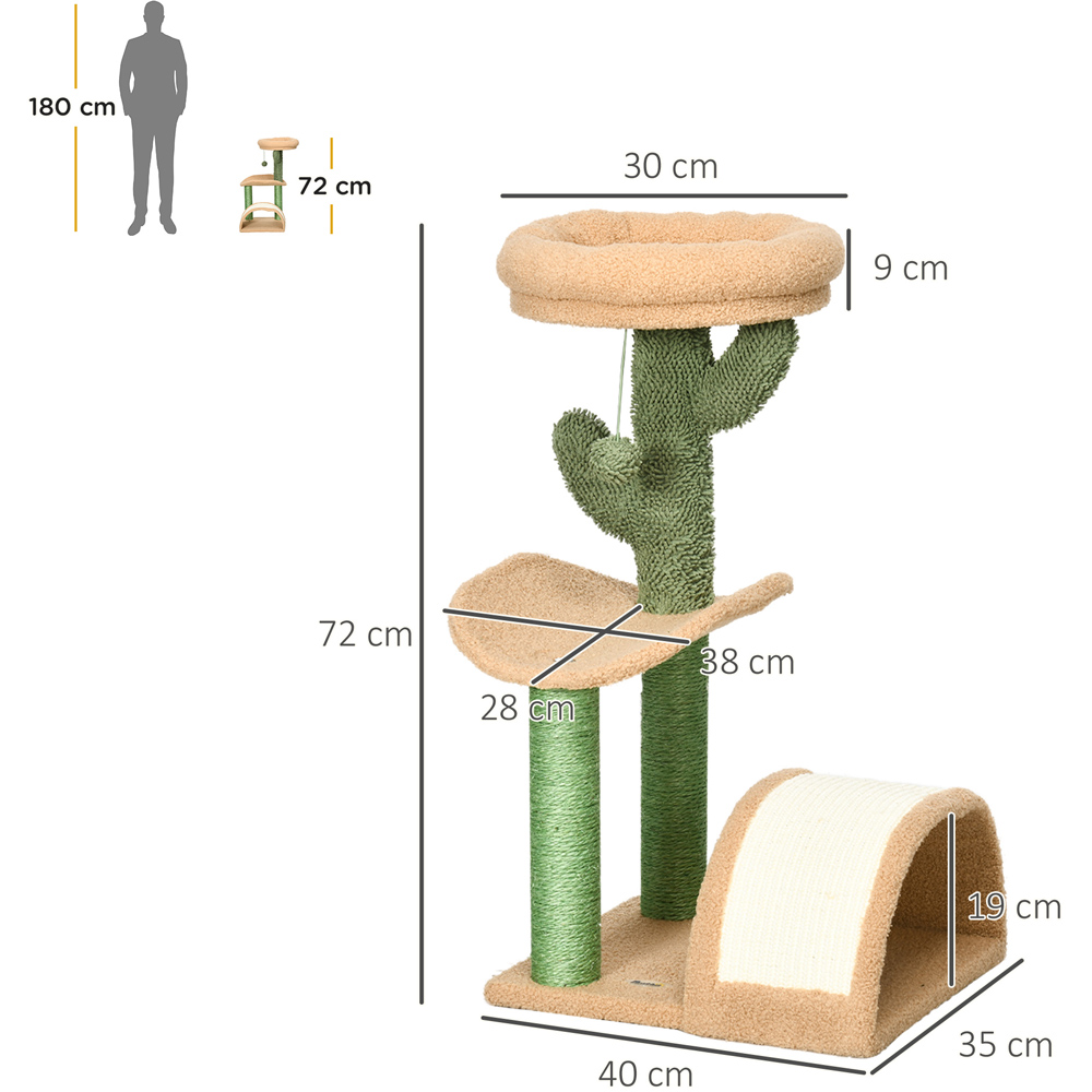 PawHut Sand Brown Cat Activity Tree 72cm Image 9