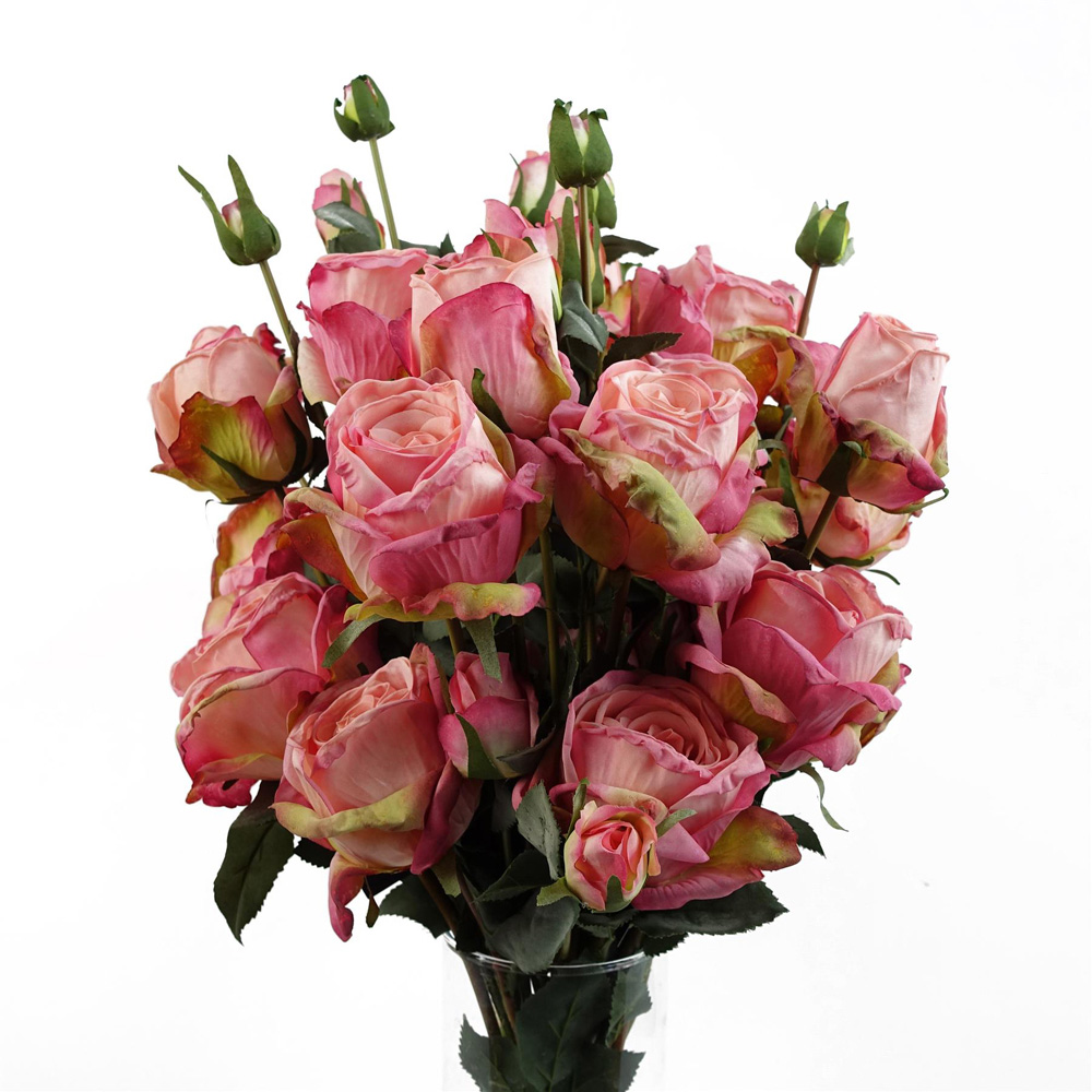Leaf Pink Rose Spray Single Stem Artificial Flower 2ft 6 Pack Image 4