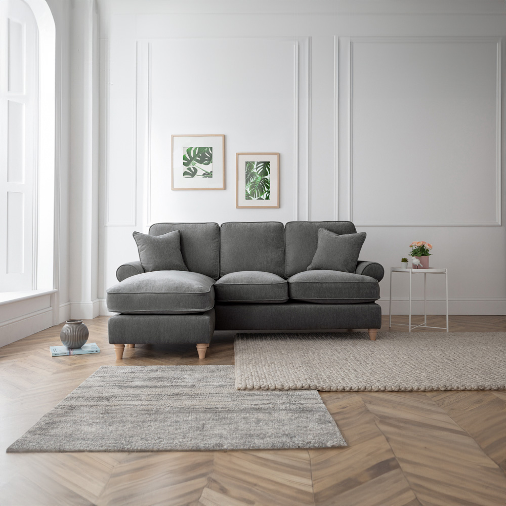 The Victoria 3 Seater Charcoal Left Hand Chaise Sofa Image 4