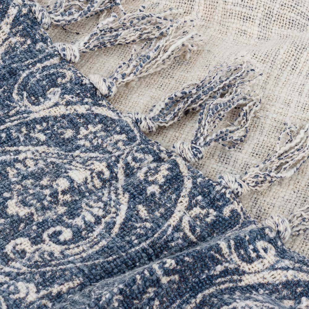 Paoletti Durelle Delph Blue Printed Throw Image 6