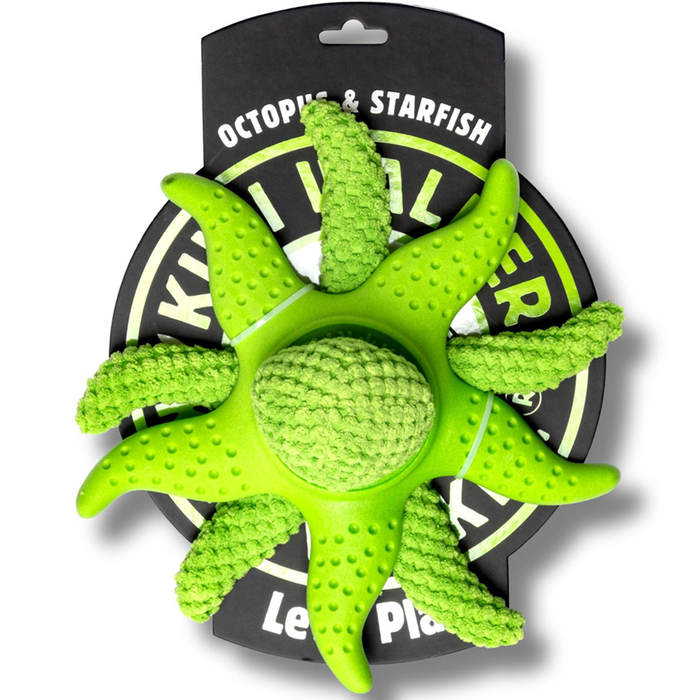 Kiwi Walker Lets Play Green Octopus and Starfish Dog Toy Image 5