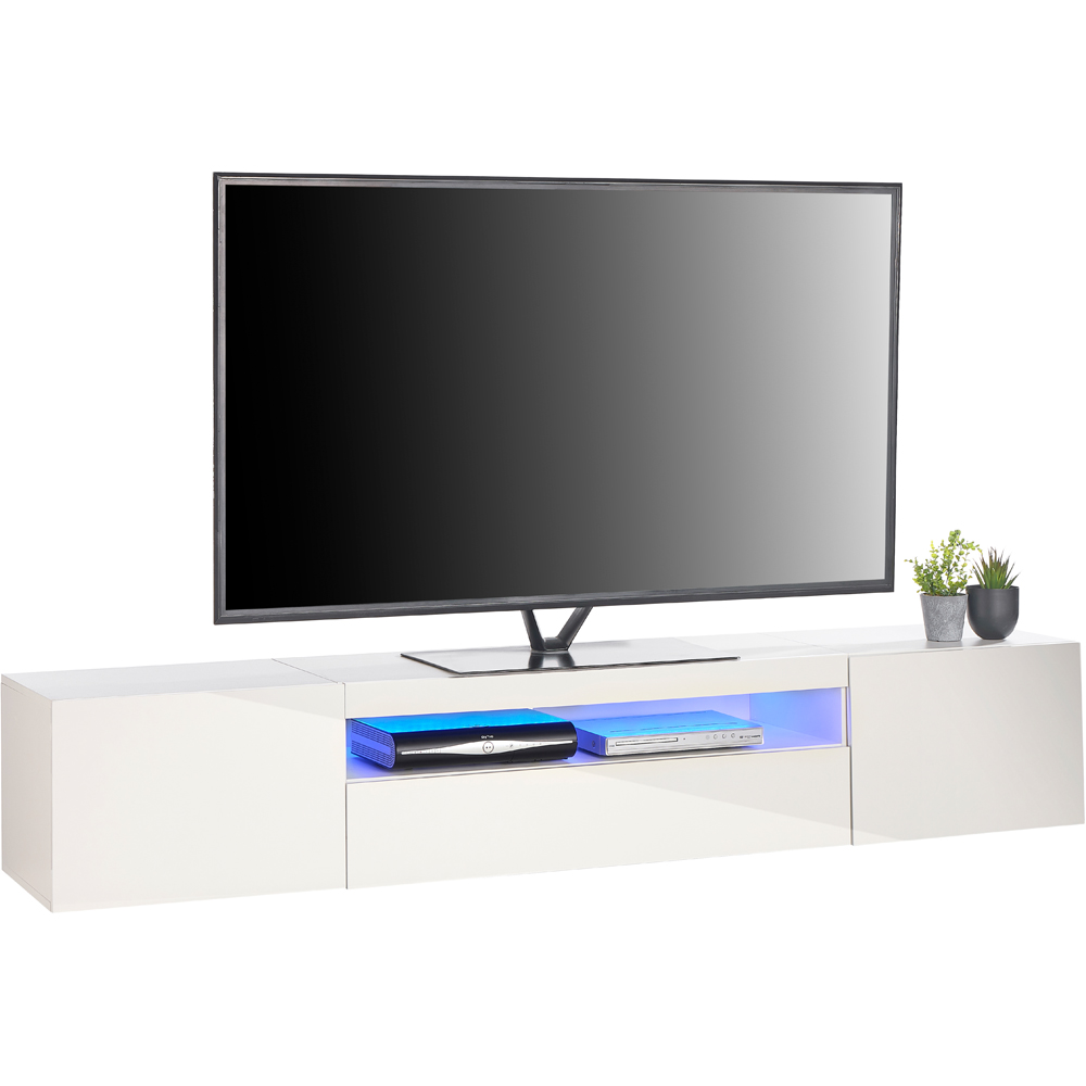 MMT Furniture Designs 3 Door Single Shelf Matt Gloss White Modern TV Unit Image 3