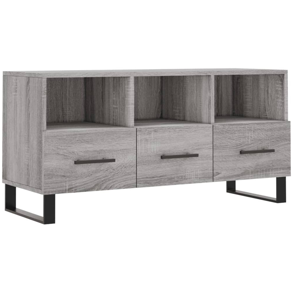 vidaXL 3 Drawer 3 Shelf Grey Sonoma TV Cabinet Image 2