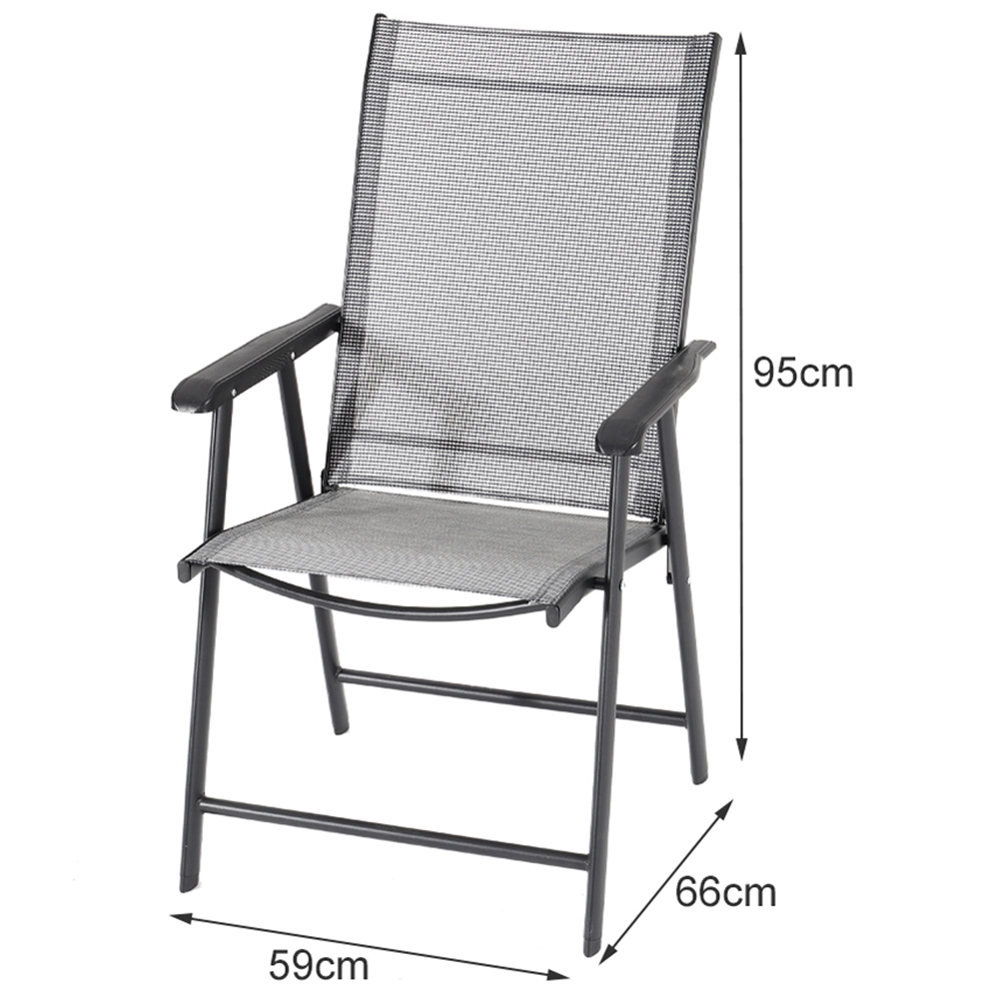 Living and Home Foldable 4 Seater Black Square Bistro Set Image 7