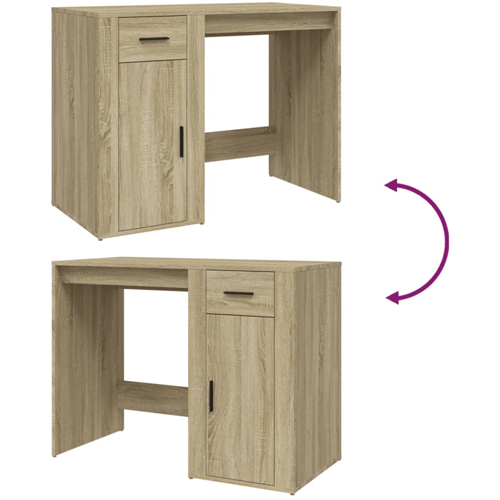 vidaXL Single Drawer Single Door Computer Desk Sonoma Oak Image 7