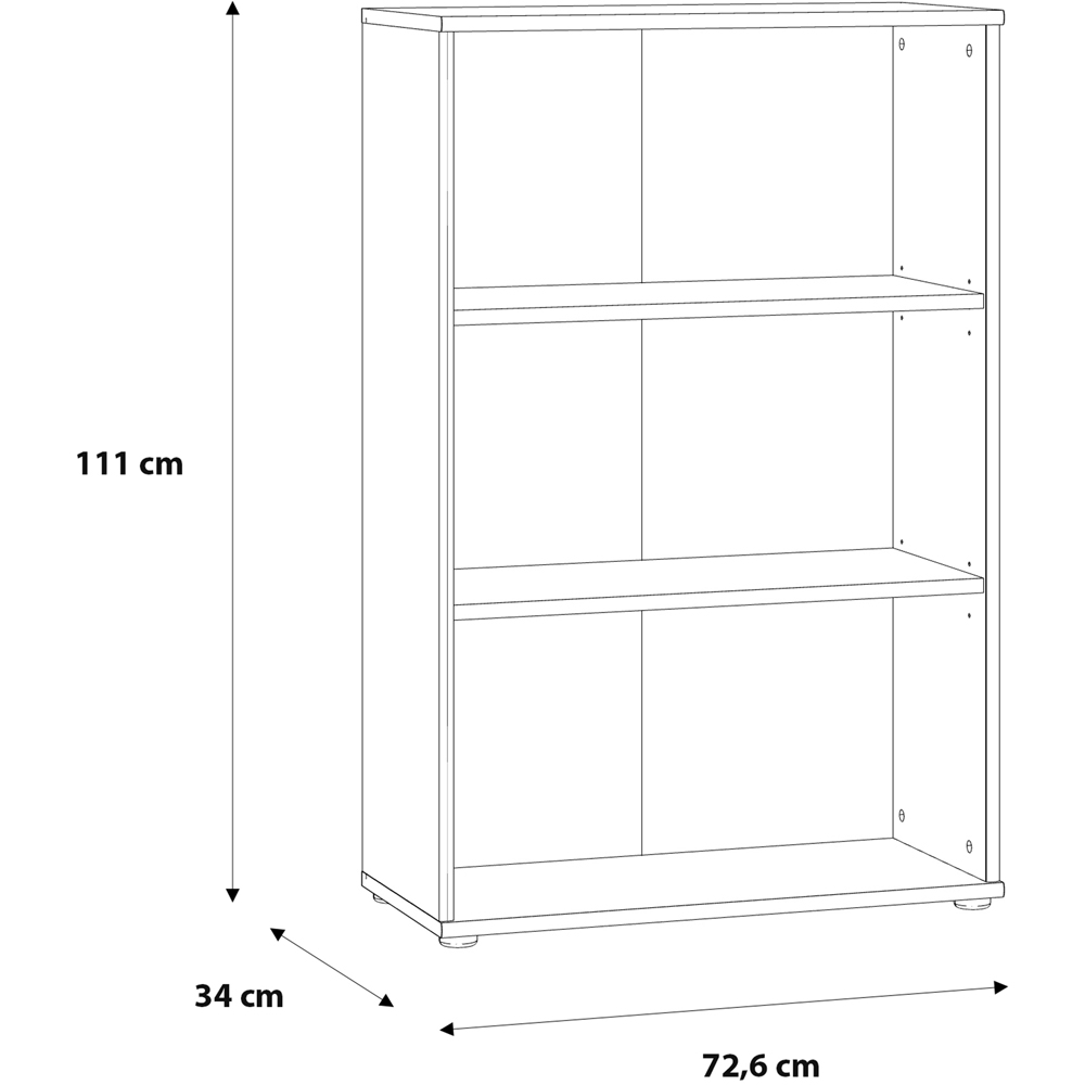 Florence Essential 2 Shelf Vintage Oak Tall Wide Bookcase Image 7