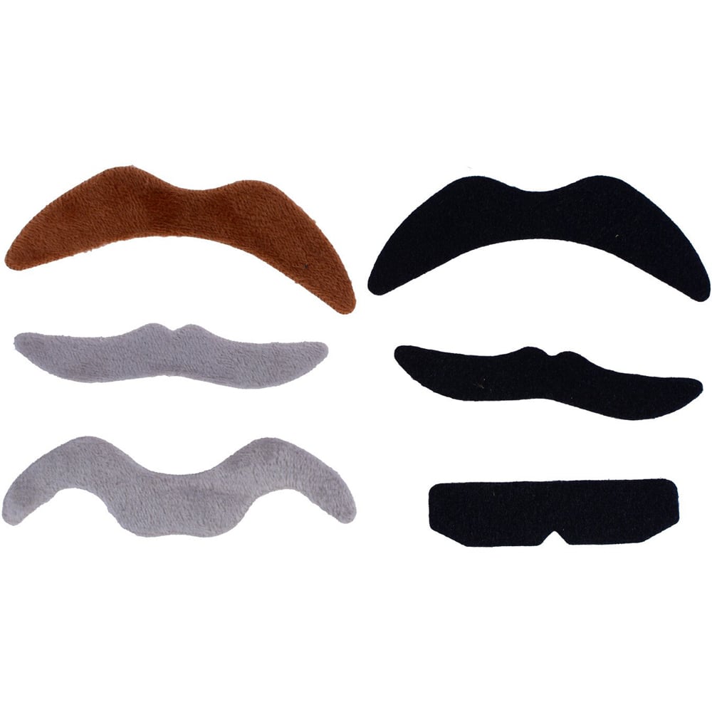 Set of 6 Fake Moustaches - Black, Brown and Grey Image 2