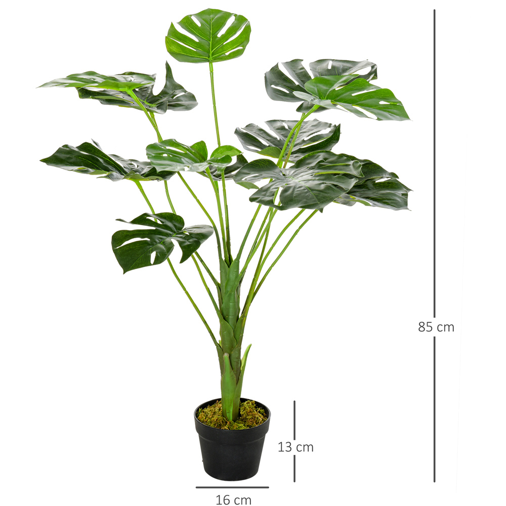 Outsunny Monstera Tree Artificial Plant In Pot 2.8ft Image 3