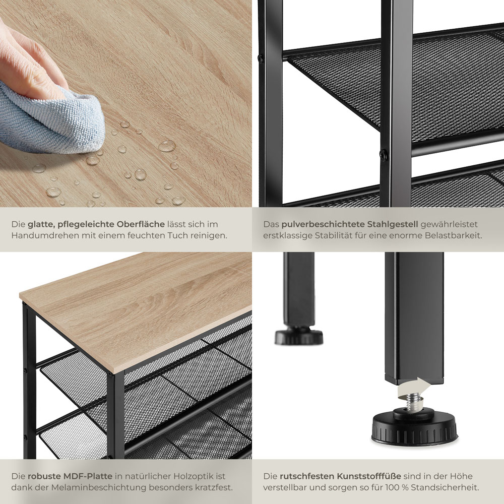 tectake Newport 3 Grid Shelf Oak Sonoma Shoe Rack Image 5