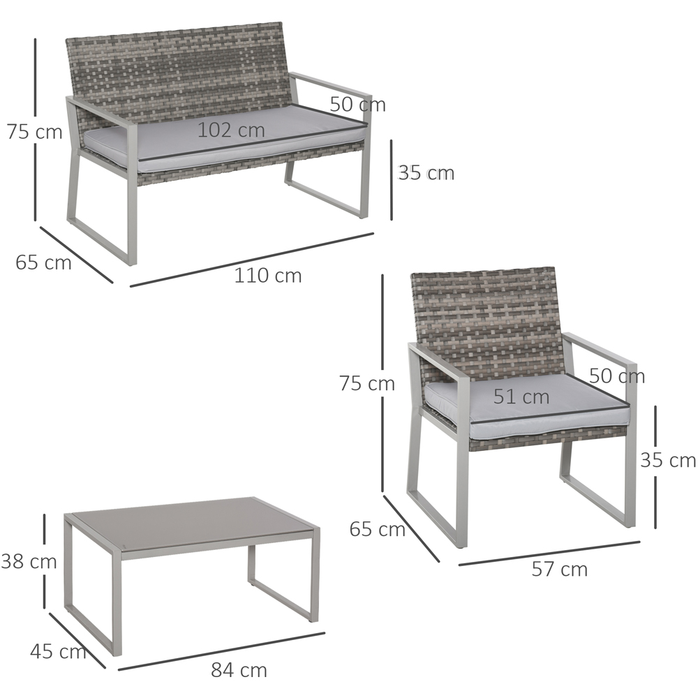 Outsunny 4 Seater Grey Rattan Sofa Patio Set Image 9