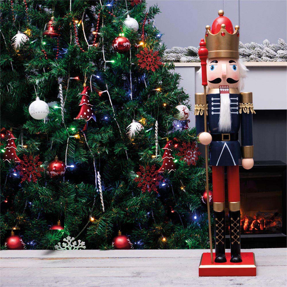 St Helens Blue and Red Christmas Nutcracker with Staff Image 2