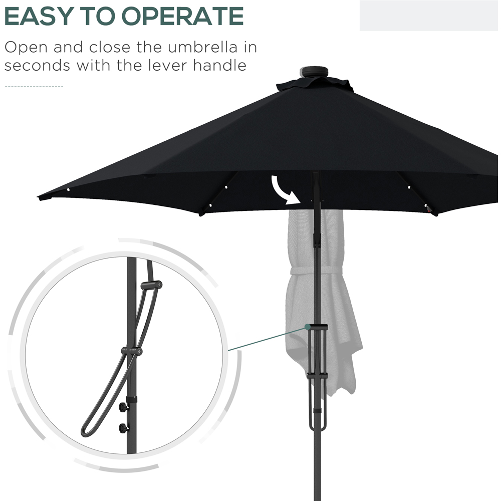 Outsunny Black Solar LED Cantilever Parasol with Cross Base 3m Image 4