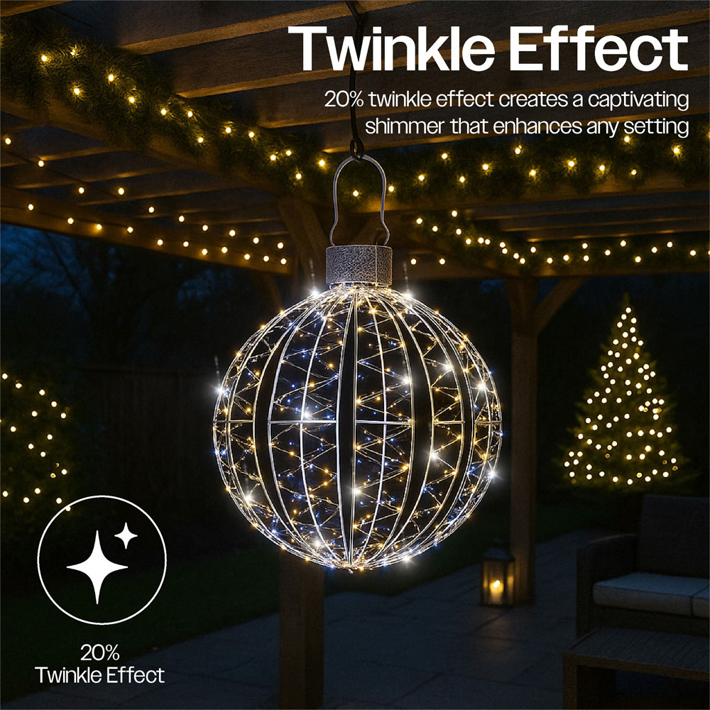 Xmas Haus 80 White and 80 Warm White Micro LED Ball Light 40cm Image 5