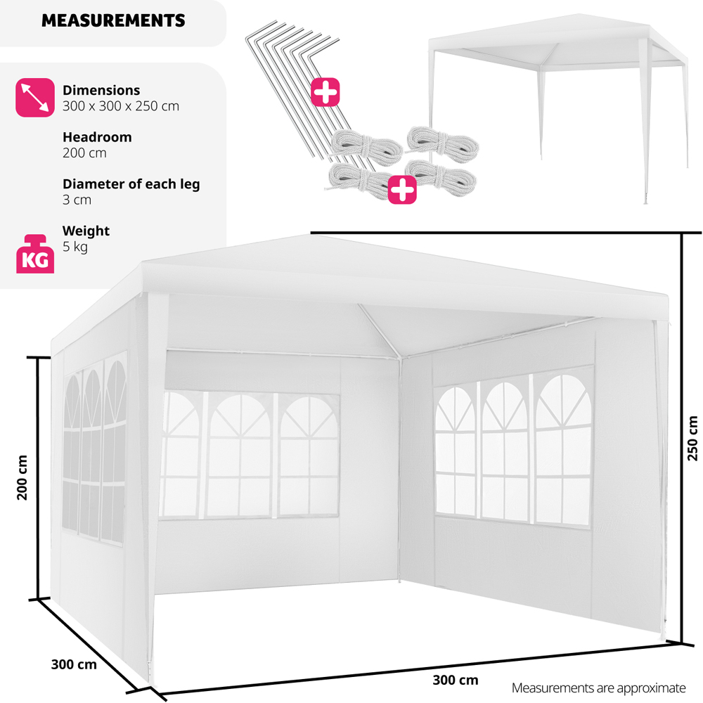 tectake Baraban White 3 Side Panel Gazebo Image 9