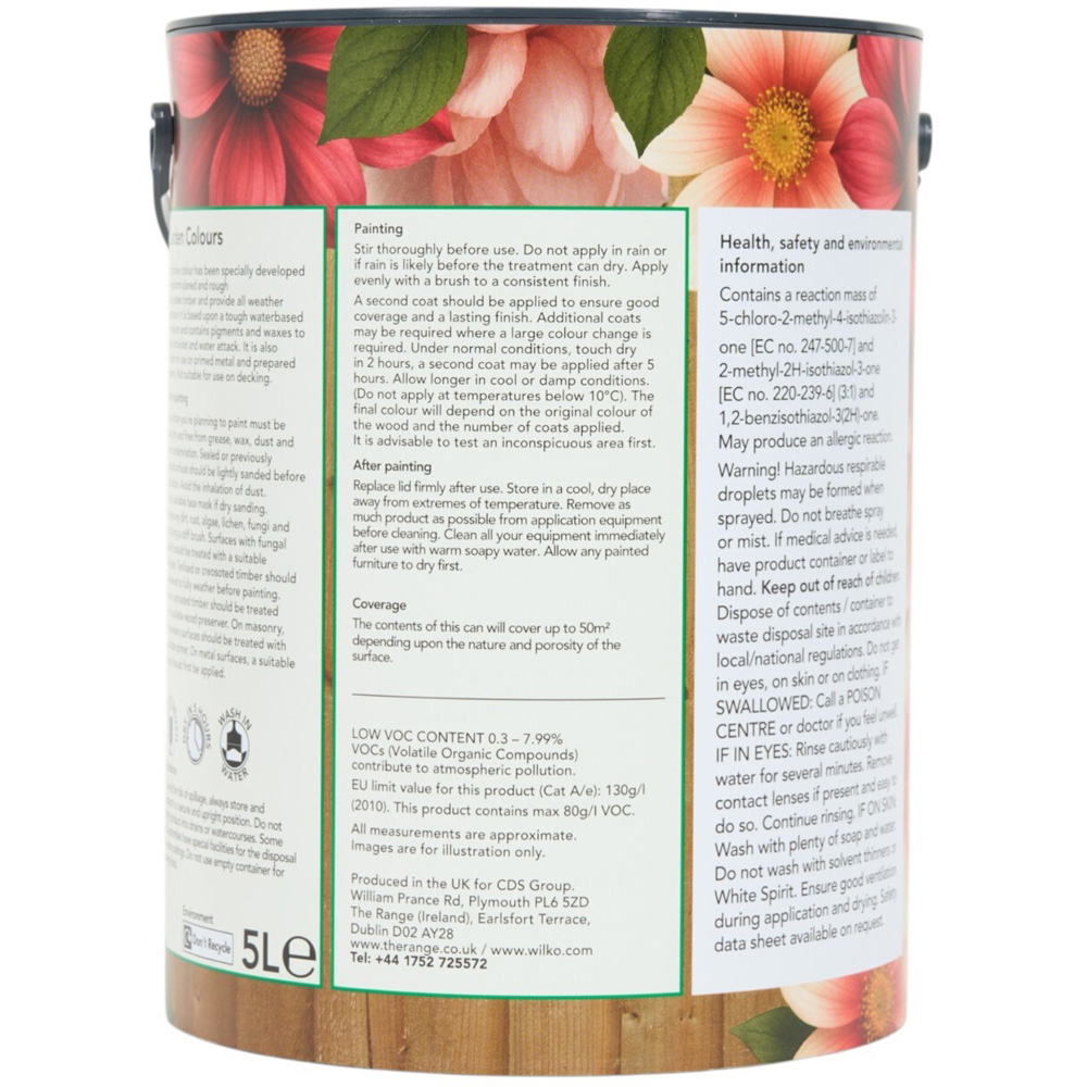 Wilko Garden Colours Night Sky Blue Wood Paint 5L Image 2