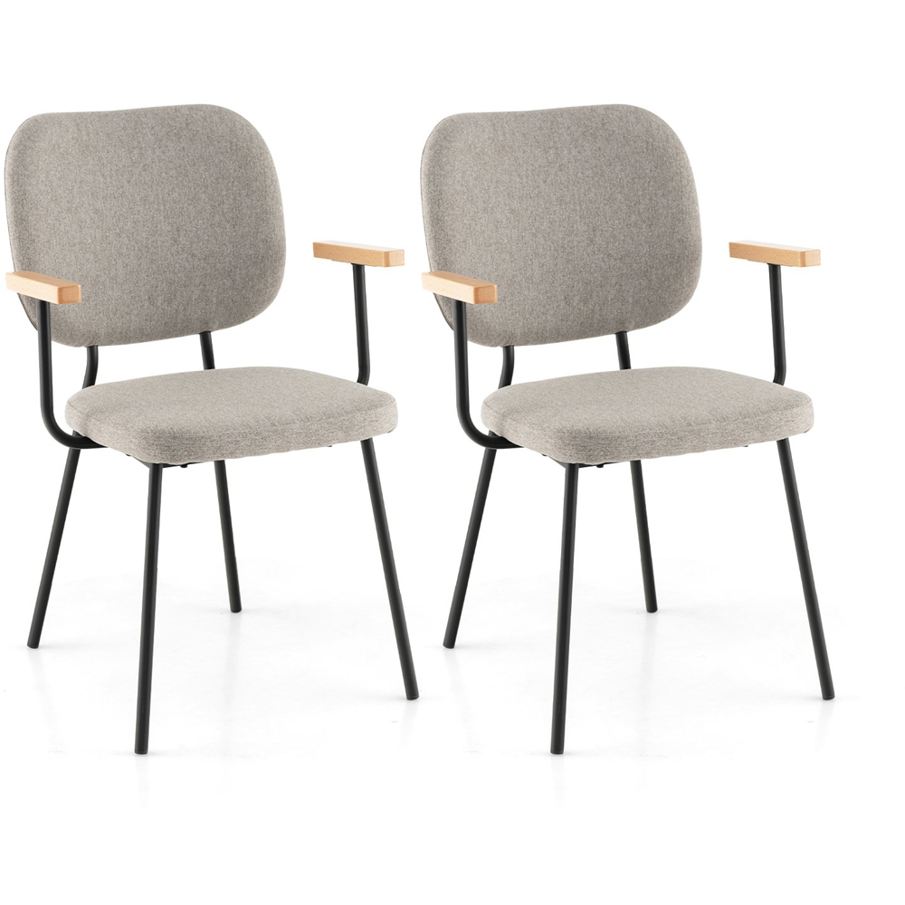 Costway Set of 2 Grey Linen Dining Chair Image 2