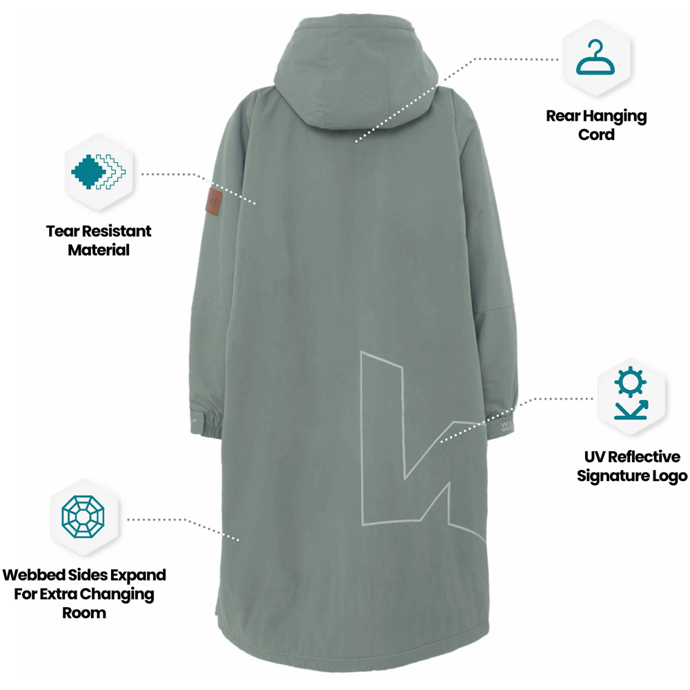 Wave Waterproof Sage Green Fleece Lined Changing Robe Small Image 9