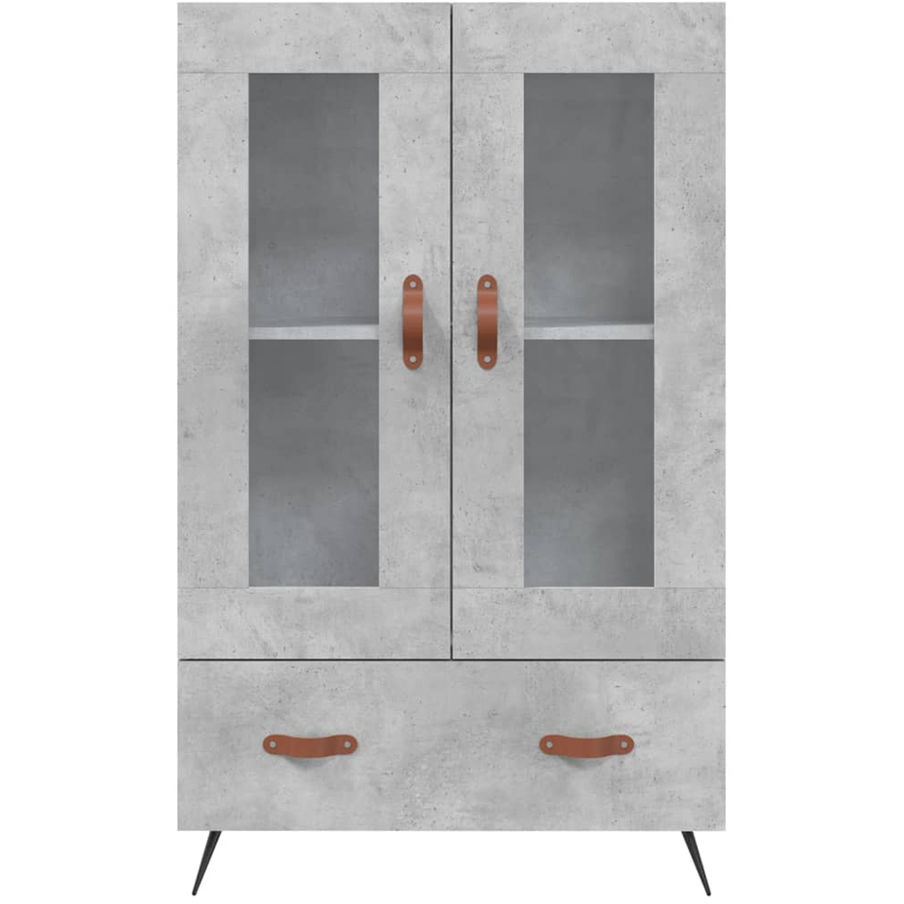 vidaXL 2 Glass Door Single Drawer Concrete Grey Highboard Image 6