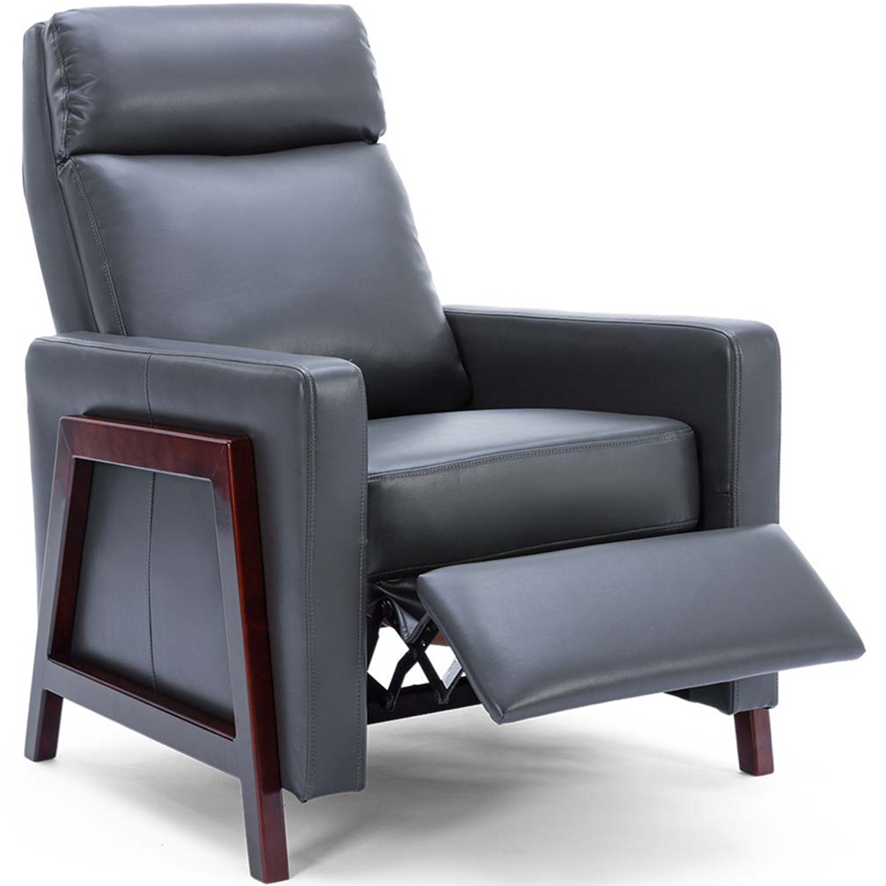 Furniture Online Seattle Black Bonded Leather Manual Recliner Chair Image 3