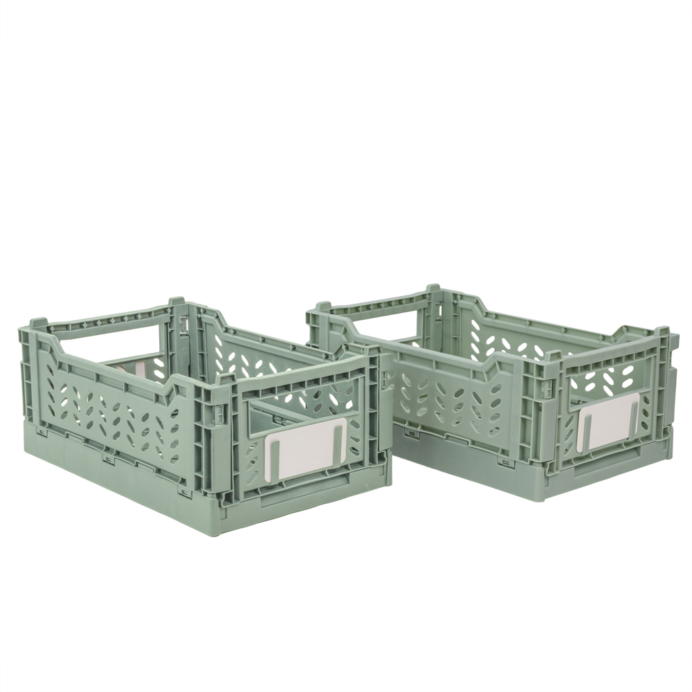 JVL Stackit Green Foldable Storage Crate 4L 4 Pack Image 2