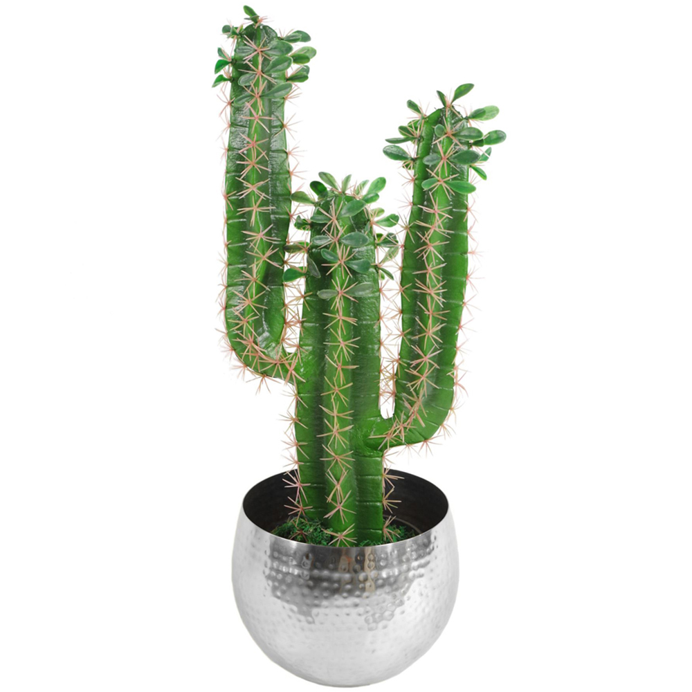 Botanik Silver Metal Straight Edge Hammered Planter 18 x 22cm Image 2