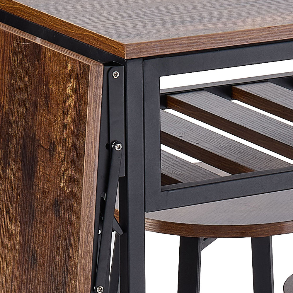 Living and Home 2 Seater Bar Table Set Vintage Brown and Black Image 4