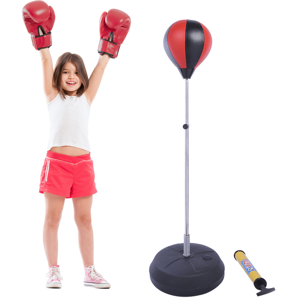 HOMCOM Kids Black and Red Punching Bag Boxing Set Image 2