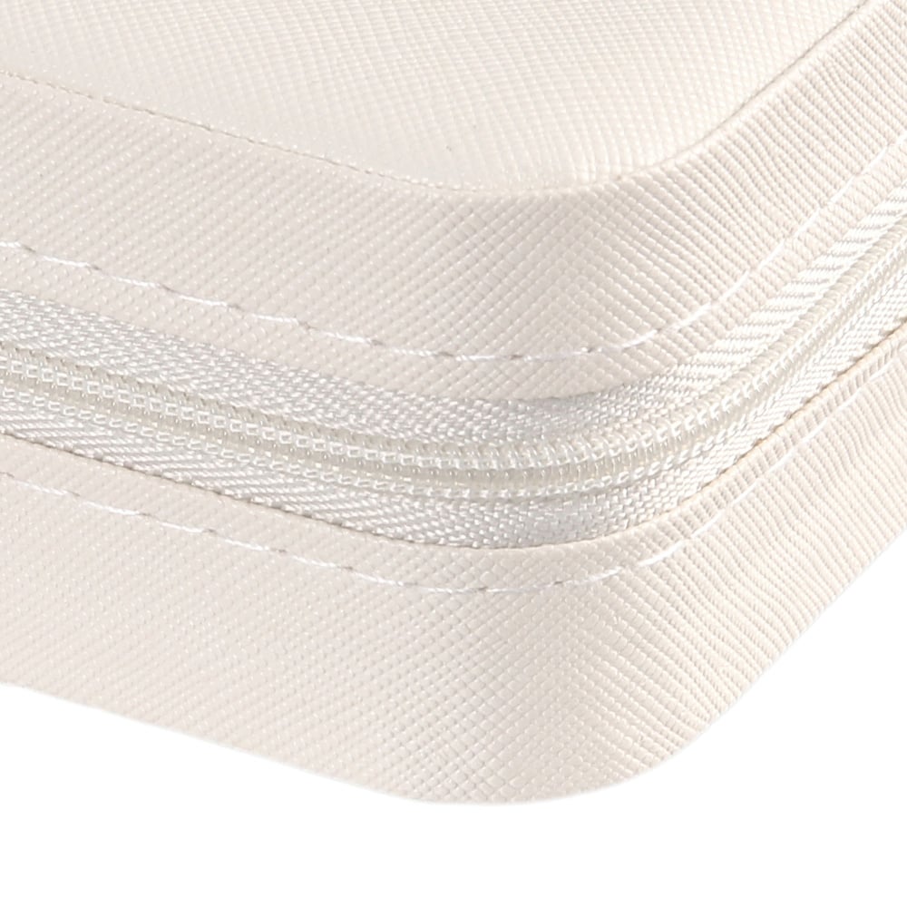 Living and Home White Portable Small Faux Leather Jewellery Case Image 6