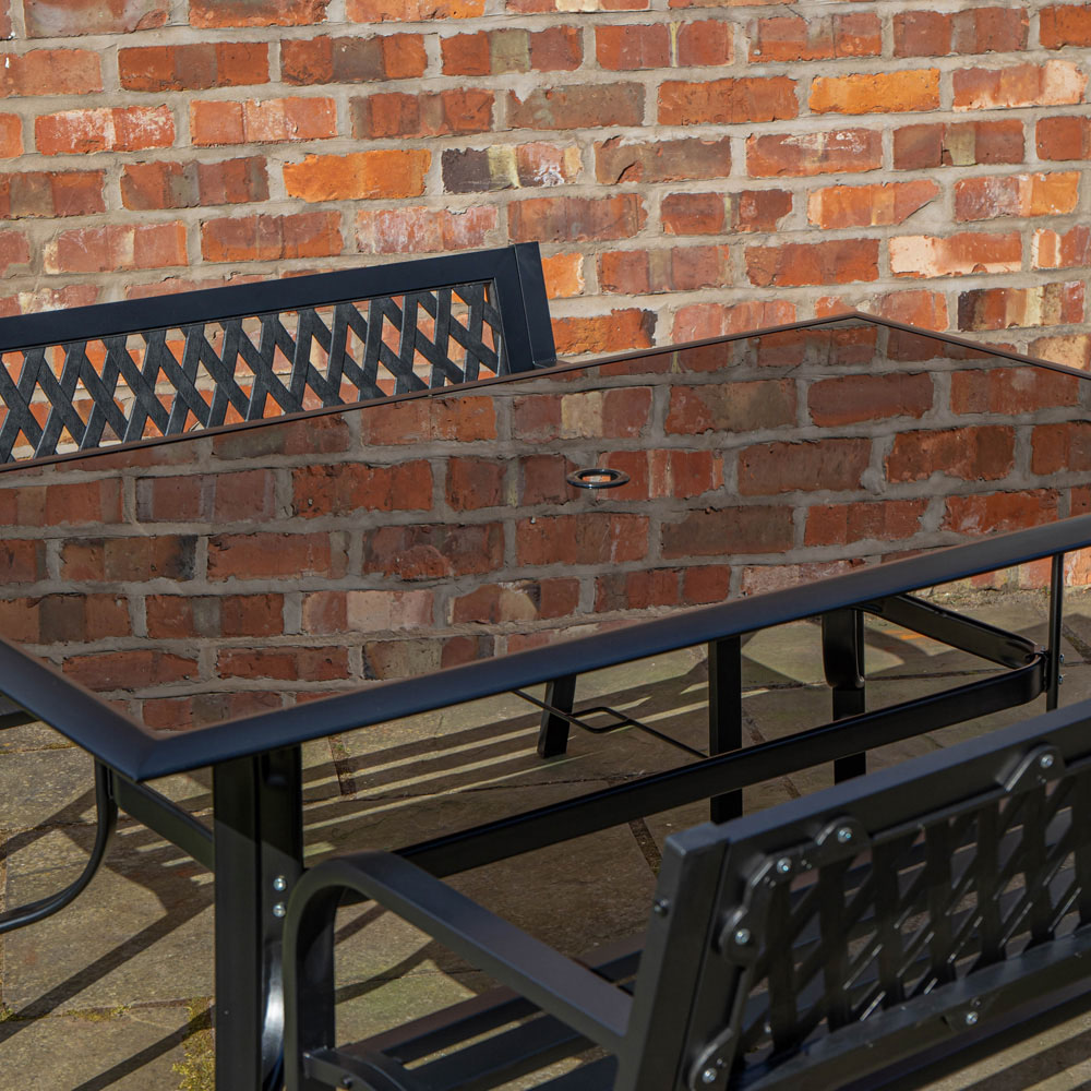 Samuel Alexander 4 Seater Glass Top Garden Dining Table with Bench Image 3