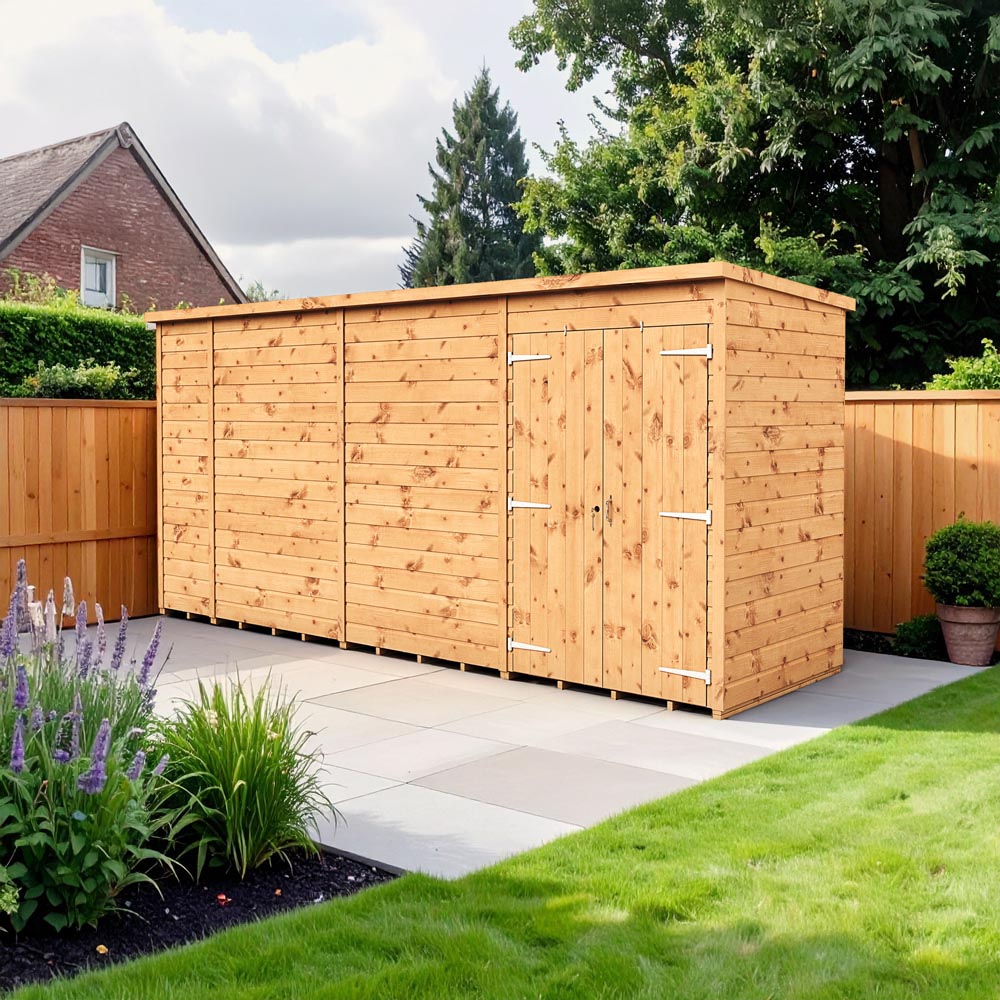 Empire Sheds 14 x 4ft Double Door Tongue and Groove Wooden Pent Garden Shed Image 2